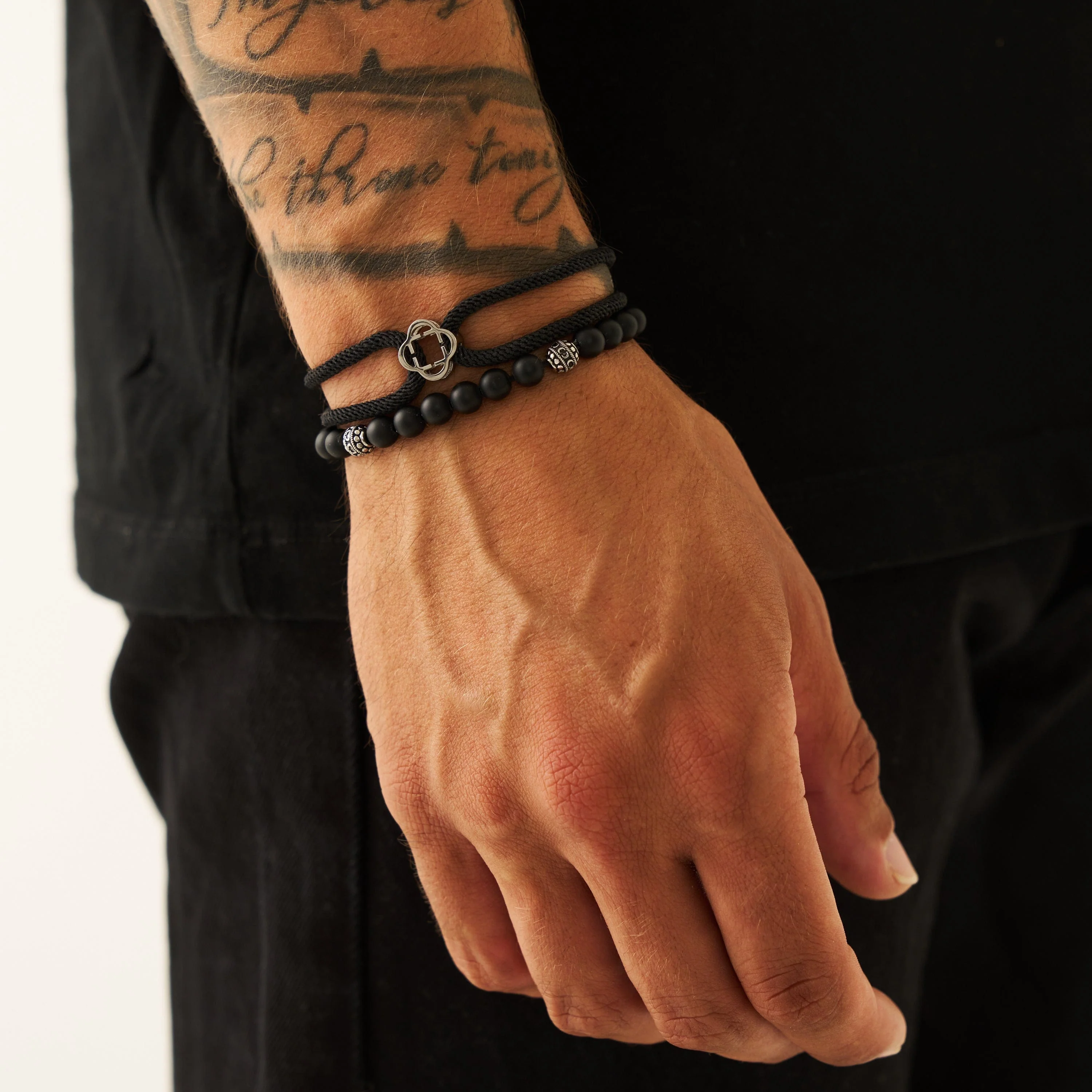 Black Cord Bracelet (Silver) - Image 2