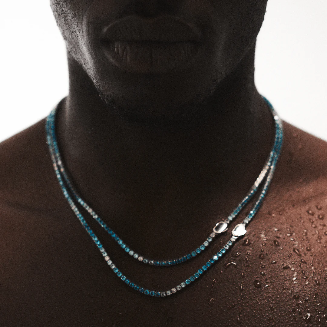 Blue Tennis Chain (Silver) 3mm - Image 6