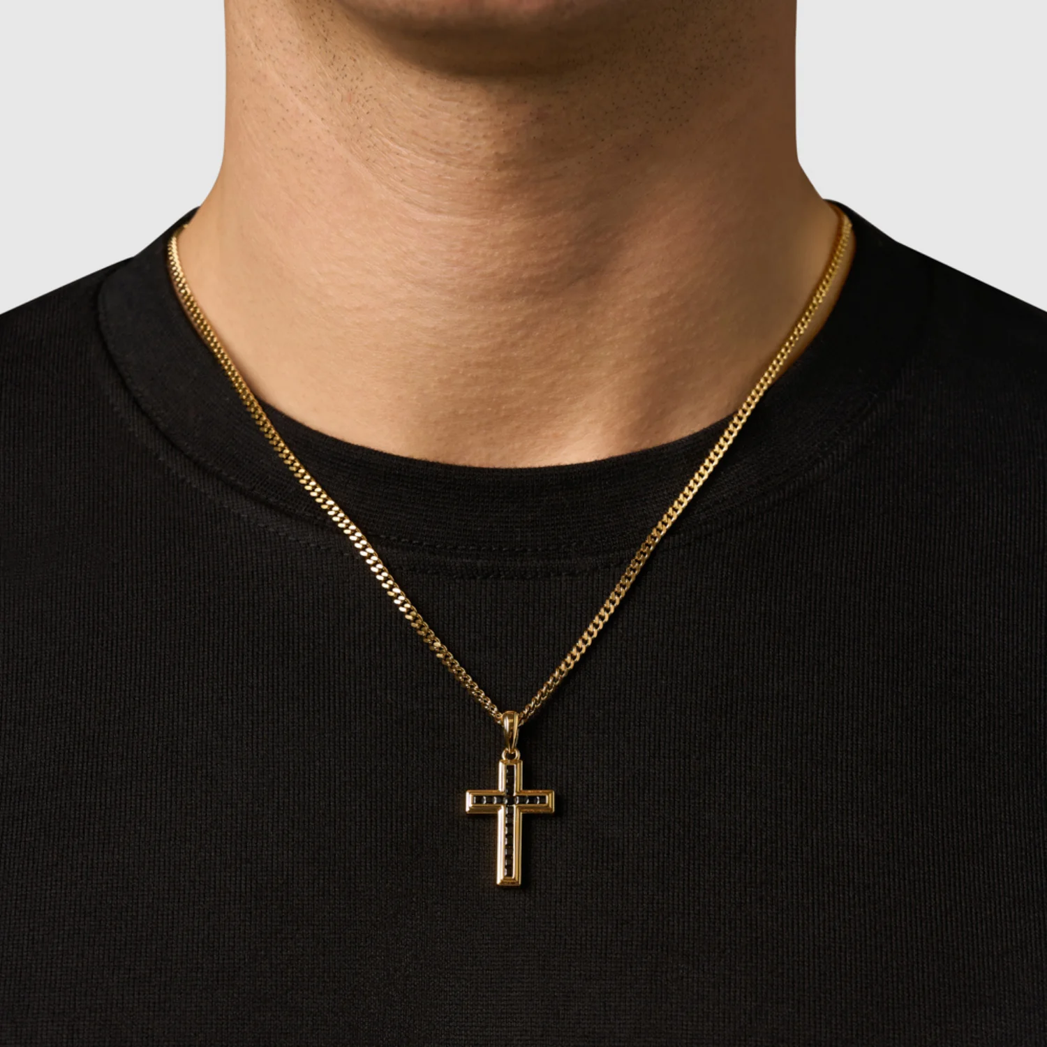 Onyx Stone Cross (Gold) - Image 2