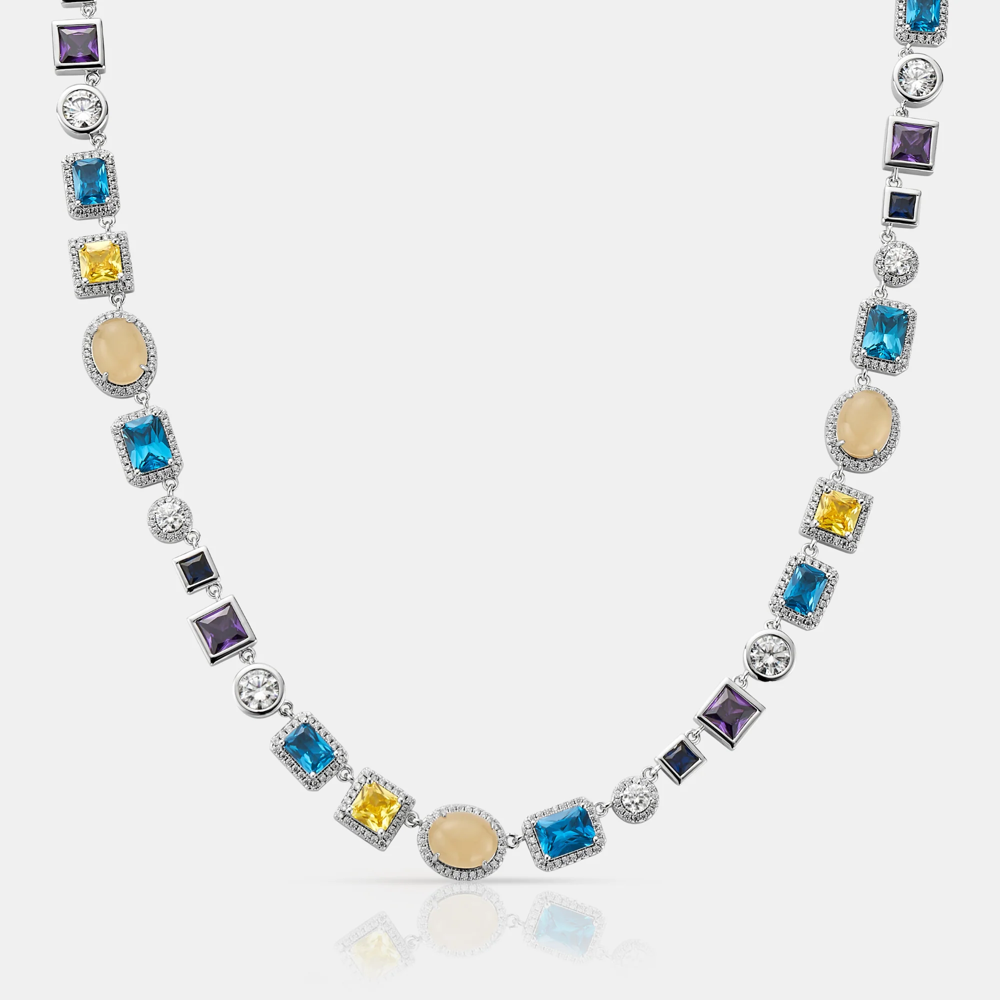 Sapphire Gemstone Necklace (Silver)